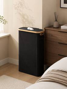 1/2Pcs Modern Minimalist Bamboo Fabric Storage Basket With Lid, Foldable Roll Tissue Toilet Paper Organizer Bin, Multi-Purpose Sundries Holder For Bathroom Bedroom Home Decor - Multicolor - View 5