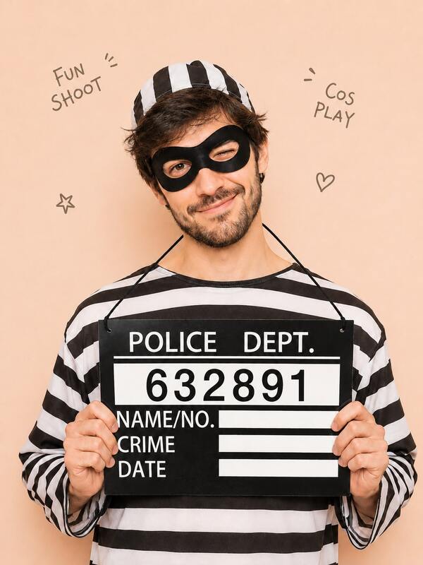 superFUNNYmarket Prison Mugshot Number Board Prop, Cardboard Inmate Cosplay Costume Sign & Photo Booth Accessory For Stage Performance, Role Play, Party, Photo Shoot, Event Decor, Theater Prop & Novelty Gift