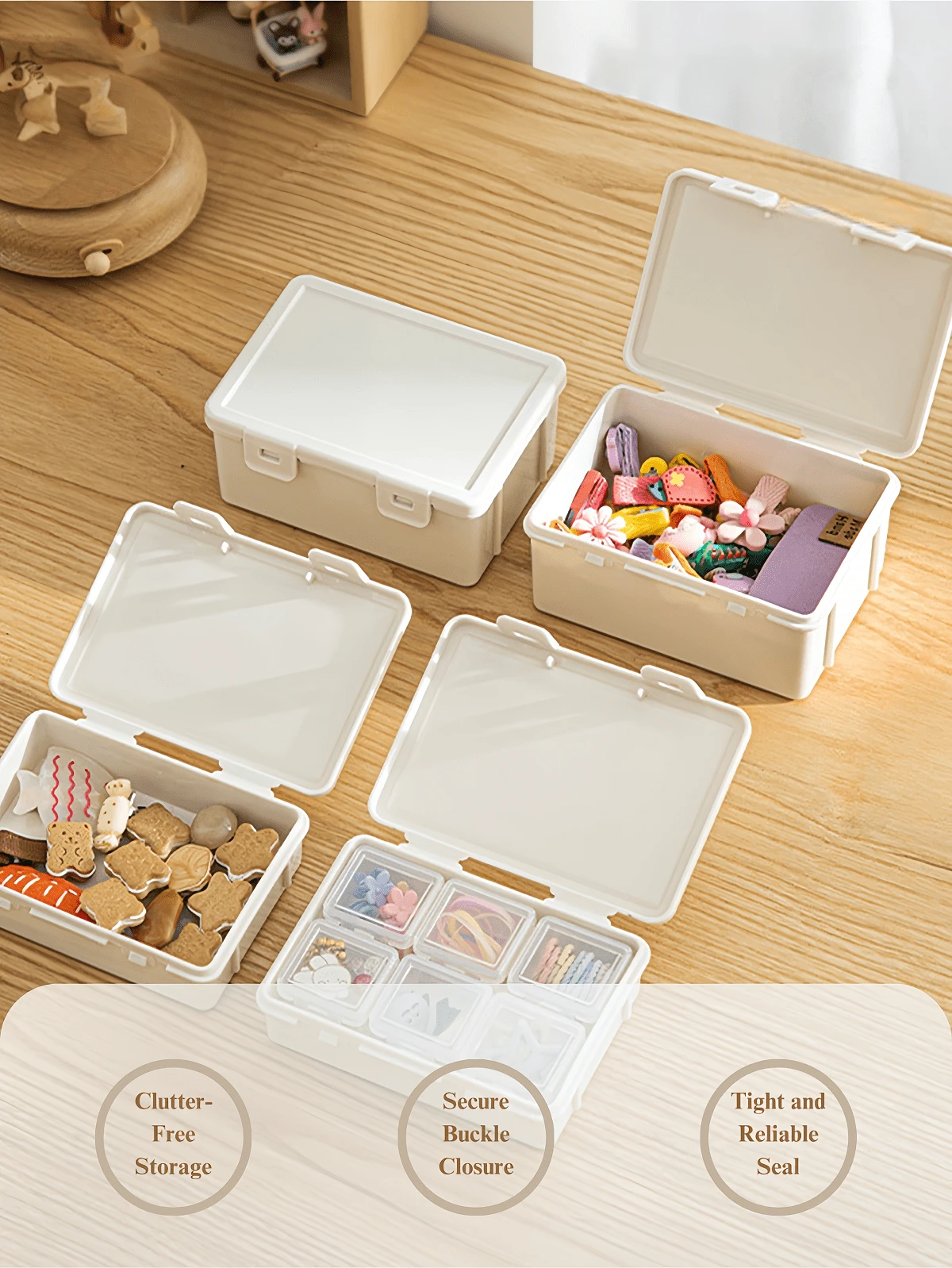 Madebyblanc 1pc/2pcs Cosmetic Small Parts Hair Accessory Storage Box, Household Hairpin Jewelry Box, Detachable Jewelry Box, Multifunctional Valley Small Card Organizer Box - Multicolor - View 1