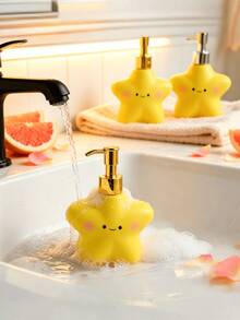 1PC Cute Star Design Liquid Soap Dispenser Pump Bottle Plastic Multifunctional For Bathroom Kitchen Lotion Hand Wash Container Home Decor Desk Ornament Housewarming Gift, Travel Bottle Set - View 7