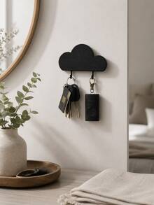 Madebyblanc Cloud Shaped Wall Mount Key Holder, No Drill Self Adhesive Entryway Storage Hook Rack, Multi-Hook Wall Organizer For Keys Hair Accessories Small Daily Goods, Minimalist Wall Decor Hanging Rack For Hallway Bedroom Desk Household Storage Arrangement - Multicolor - View 1