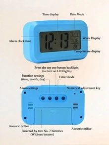 LED Square&Round Alarm Clock,New Popular Ins Style Student Alarm Clock, New Electronic Clock With Smart, Multi-Function. Soft Light Eye Protection, Romantic Night Lighting. Batteries Not Included, Requires 2 AA Batteries. - Multicolor - View 5
