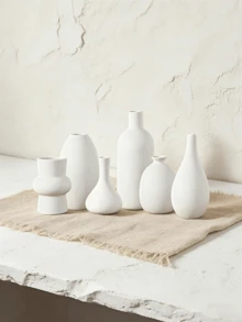 Haus Hana 1件/6件套陶瓷6件套高档无釉素烧花瓶人造花卉摆件桌面装饰品，非常适合用作拍照道具、家居、酒店、插花和礼品。 - 多色 - 查看 1