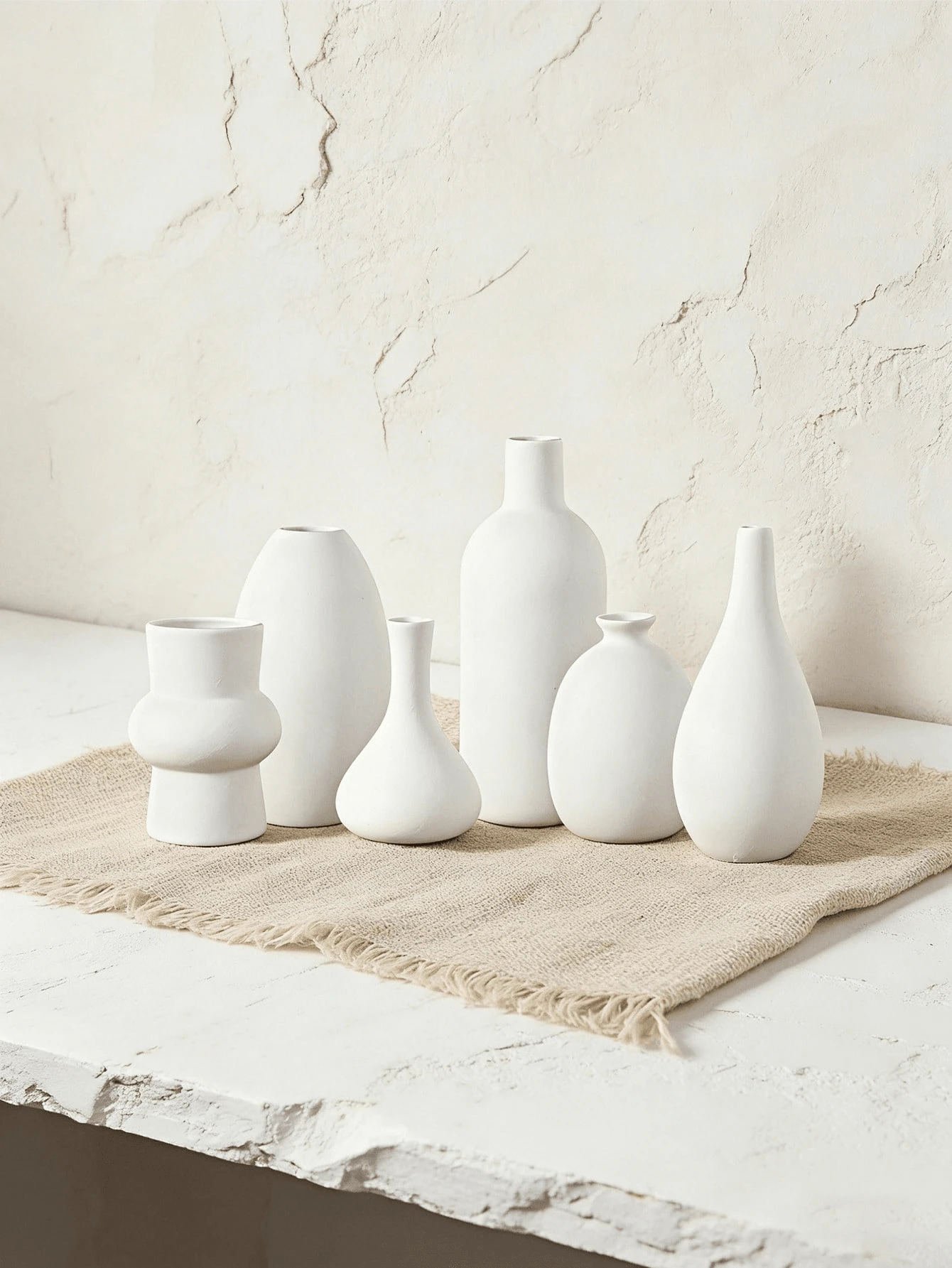 Haus Hana 1件/6件套陶瓷6件套高档无釉素烧花瓶人造花卉摆件桌面装饰品,非常适合用作拍照道具、家居、酒店、插花和礼品。 - 多色 - 查看 1
