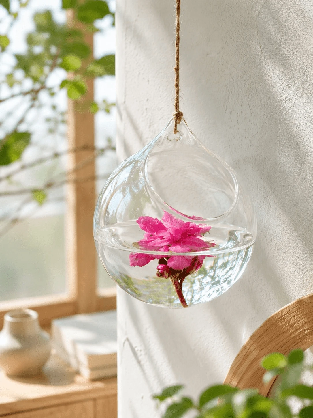 Haus Hana 透明玻璃吊挂花瓶,多尺寸圆形水培花盆,装饰性吊挂花器,简约风格花园装饰,创意壁挂装饰,适用于家居花园、办公室、婚礼和派对,适合室内植物、多肉植物和空气凤梨,多功能插花花瓶,节日生日礼物 - 彩色 - 查看 1
