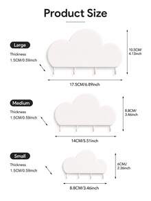 Madebyblanc Cloud Shaped Wall Mount Key Holder, No Drill Self Adhesive Entryway Storage Hook Rack, Multi-Hook Wall Organizer For Keys Hair Accessories Small Daily Goods, Minimalist Wall Decor Hanging Rack For Hallway Bedroom Desk Household Storage Arrangement - Multicolor - View 3
