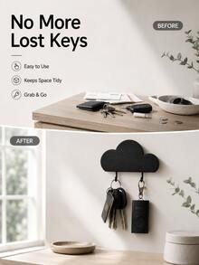 Madebyblanc Cloud Shaped Wall Mount Key Holder, No Drill Self Adhesive Entryway Storage Hook Rack, Multi-Hook Wall Organizer For Keys Hair Accessories Small Daily Goods, Minimalist Wall Decor Hanging Rack For Hallway Bedroom Desk Household Storage Arrangement - Multicolor - View 6