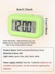 LED Square&Round Alarm Clock,New Popular Ins Style Student Alarm Clock, New Electronic Clock With Smart, Multi-Function. Soft Light Eye Protection, Romantic Night Lighting. Batteries Not Included, Requires 2 AA Batteries. - Multicolor - View 4
