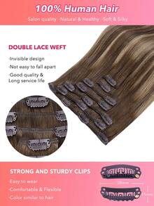 7PCS Straight Clip In Hair Extensions 100% Real Human Hair 14-24 Inch 115G Double Weft Invisible Clip Hair Extensions Remy Natural Human Hair For Women Girls Daily Use - S4/26/4 - View 4