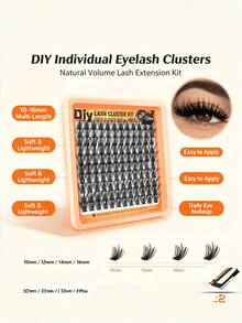 120片黑色纖細漫畫尖頭睫毛簇 C捲單根假睫毛 10-16mm 附下睫毛 DIY接睫毛套組，居家使用，打造自然豐盈妝感 - D - 查看 3