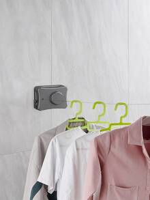 1PcsInvisible Wall Mount Retractable Laundry Clothesline, Punch-Free 304 Stainless Steel Windproof Double Line Clothes Drying Rack For Balcony & Outdoor. - Multicolor - View 6