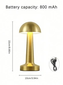 Rechargeable Mushroom Table Lamp, Brushed Metal Cordless Bedside Lamp, Minimalist LED Nightstand Lamp, Portable Desk Lamp For Bedroom Home Decor - one-size - View 8