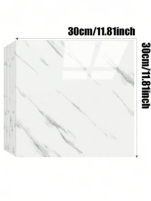 14pcs Glossy Ceramic Tile Stickers Waterproof Aluminum Composite Wallpaper Peel And Stick Marble Pattern Black White Gray For Bathroom Kitchen Backsplash Floor Rug Wall Decor Home Renovation Fall - multicolor - View 7