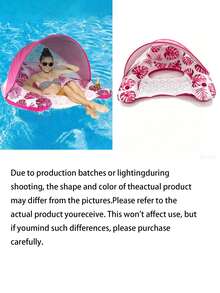 1pc Inflatable Leaf-Shaped Lounger Chair, With Detachable Sunshade Canopy, Fits 1 Adult, Water Bottle Holder, Foldable Floating Water Hammock, Suitable For Beach, Swimming Pool, Outdoor Sunbathing, Swimming, Beach Parties. Air Pump Not Included - multicolor - View 4