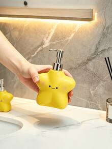 1PC Cute Star Design Liquid Soap Dispenser Pump Bottle Plastic Multifunctional For Bathroom Kitchen Lotion Hand Wash Container Home Decor Desk Ornament Housewarming Gift, Travel Bottle Set - View 6