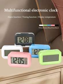 LED Square&Round Alarm Clock,New Popular Ins Style Student Alarm Clock, New Electronic Clock With Smart, Multi-Function. Soft Light Eye Protection, Romantic Night Lighting. Batteries Not Included, Requires 2 AA Batteries. - Multicolor - View 2