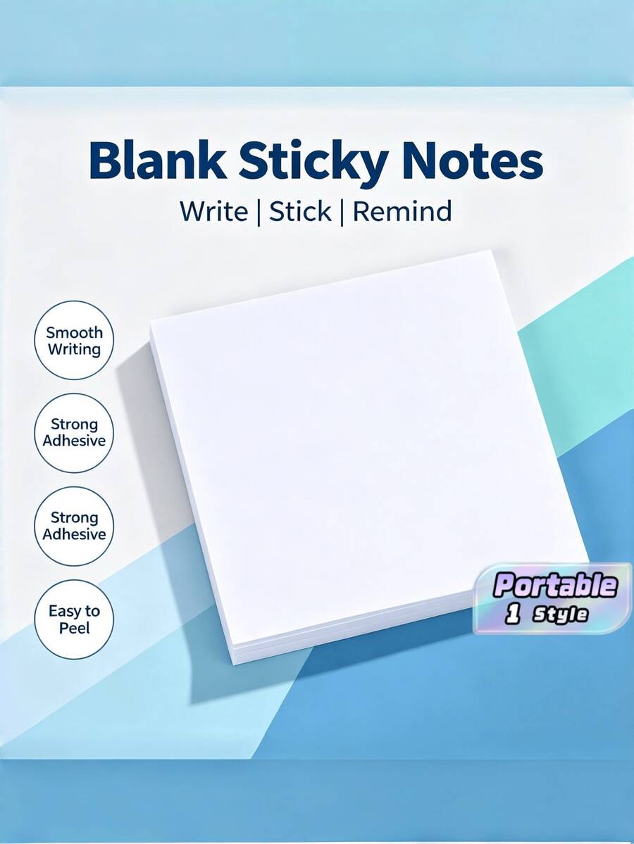 1 pieza Notas adhesivas cuadradas, bloc de notas de unicolor multicolor, 50 hojas, adhesivo fuerte, blocs de notas para mensajes - Unitalla - Ver 1
