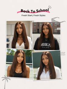 ALL READY WIG 巧克力棕色骨直人髮假髮 180%密度 7x5蕾絲前額 預拔髮巴西原色處女髮假髮 女款 自然髮線 無需膠水 100%人髮 - S4 - 查看 2