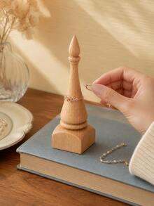 Cirelle Solid Wood Cone Ring Holder, Vintage French Jewelry Display Stand For Rings, Minimal Wooden Desktop Organizer, Vanity Decor Gift - Multicolor - View 5