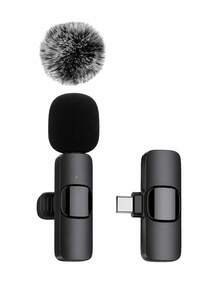 Portable Mini 2.4G Wireless Lapel Microphone, Built-In Noise Reduction Chip Low Latency Recording Mic Compatible With IPhone & Type-C Devices, Ideal For Vlogging, Interview, Teaching & Podcast Video Recording - Black - View 9