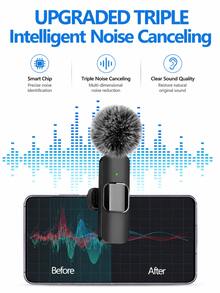 Portable Mini 2.4G Wireless Lapel Microphone, Built-In Noise Reduction Chip Low Latency Recording Mic Compatible With IPhone & Type-C Devices, Ideal For Vlogging, Interview, Teaching & Podcast Video Recording - Black - View 5