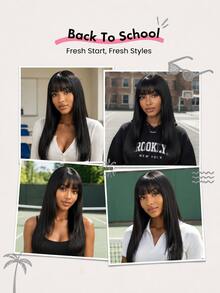 ALL READY WIG Wear & Go 直劉海層次剪真人髮假髮 9x6 T-Part 透明蕾絲前髮 預拔髮絲 微漂白髮結 初學者友善 180% 密度 16-24 英吋 - SNatural - 查看 3