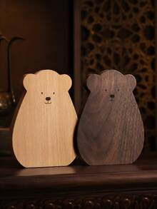 Cirelle 2pcs Cartoon Bear Shaped Walnut Book Ends, Anti-Slip Stable Base Book Stopper, Heavy Duty Book Support Holder For Books Magazines, Minimalist Tabletop Storage Decor For Bedroom Study Library, Lovely Present For Students Book Lovers - Multicolor - View 7