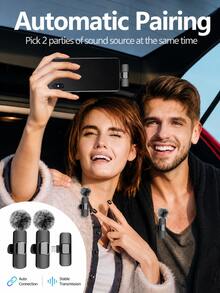 Portable Mini 2.4G Wireless Lapel Microphone, Built-In Noise Reduction Chip Low Latency Recording Mic Compatible With IPhone & Type-C Devices, Ideal For Vlogging, Interview, Teaching & Podcast Video Recording - Black - View 4