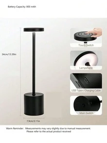 Lampu LED Sentuh Modern dengan Peredupan Cahaya, Cahaya Dingin dan Hangat/Cahaya Netral dengan Tiga Suhu Warna, Struktur Logam, Pengisian Cepat USB/Cocok untuk Pencahayaan Ambient di Kamar Tidur/Ruang Tamu/Ruang Belajar/Dekorasi Pencahayaan Meja Liburan - satu ukuran cocok untuk semua - View 4