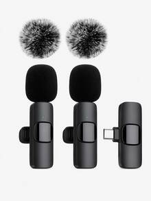 Portable Mini 2.4G Wireless Lapel Microphone, Built-In Noise Reduction Chip Low Latency Recording Mic Compatible With IPhone & Type-C Devices, Ideal For Vlogging, Interview, Teaching & Podcast Video Recording - Black - View 11