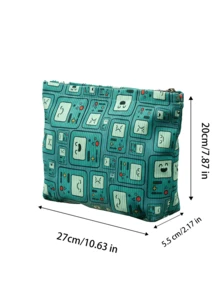 ADVENTURE TIME X Joivida 1pc,Corduroy Cosmetic Bag, Versatile For Multiple Occasions, Extra-Large Capacity, Ultra-Lightweight And Portable, , Easy To Match And Practical - Cartoon-4 - View 3