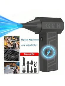 Mini Turbo Jet Fan, Wireless Electric Handheld Air Duster, 52m/S Brushless Motor Handheld Air Blower, High-Performance Car Cyclone Turbo, Air Cushion Inflator, Pet Dryer, BBQ Blower - Multicolor - View 1