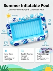 1 pieza Tumbona inflable para tomar el sol, 70 X 45 pulgadas (aprox. 176 X 115 cm) Flotador de piscina extra grande con almohada, Balsa de baño 4 en 1 para tomar el sol como regalo para fiestas - Multicolor - Ver 1