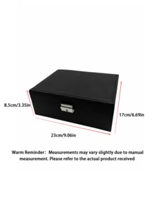 1pc Pu Leather Belt Lock 3-Layer Jewelry Box, Jewelry Ring Box, Earring, Necklace Studs, Jewelry Display Case, Transparent Ring Box, Bead Storage Case, Vintage Gift, Travel Jewelry Storage Case, Portable Jewelry Storage Case, Valentine'S Day Gift - Multicolor - View 4