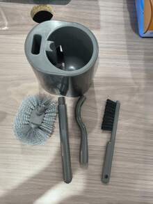 No Drill Suction Cup Toilet Brush Set, Space-Saving Bathroom Accessory With Storage Tray, Bathroom Cleaning Tool For Hard-To-Reach Areas, Household Item, Bathroom Organizer Rack, Multipurpose Cleaning Tool - Multicolor - View 7