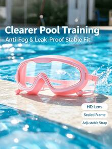 1pc Large Frame Anti Fog Swimming Goggles Wide View Comfortable Seal UV Protection Clear Vision For Pool Beach Training Water Sports Summer Swim Gear Gift - Pink - View 5