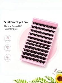 1pc 10 Rows D Curl Wispy Soft Lightweight Fluffy Crisscross Natural Lash Clusters Individual Lashes DIY Eyelash Extension Reusable Easy Apply Daily Party Makeup Gift - D - View 3