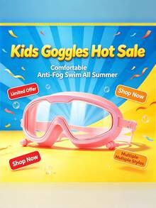 1pc Large Frame Anti Fog Swimming Goggles Wide View Comfortable Seal UV Protection Clear Vision For Pool Beach Training Water Sports Summer Swim Gear Gift - Pink - View 6