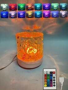 1PC C-Shaped Round Night Light Crystal Lamp, Creative Bedside Lamp With Rotating Water Wave Effect, Flame Atmosphere Light, 16-Color Diamond Effect, Remote Control, RGB Rotating Water Ripple Design, Suitable For Children's Room, Bedroom, Corridor - Cylinder water ripple ambient light-USB plug-in model - View 10
