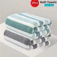 Striped Towel Set,Super Soft Quick Dry Microfiber,High Absorbency, Suitable For Home Bathroom,Travel & Beach Towel, - Multicolor - View 1