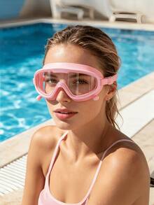 1pc Large Frame Anti Fog Swimming Goggles Wide View Comfortable Seal UV Protection Clear Vision For Pool Beach Training Water Sports Summer Swim Gear Gift - Pink - View 2