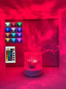 1PC C-Shaped Round Night Light Crystal Lamp, Creative Bedside Lamp With Rotating Water Wave Effect, Flame Atmosphere Light, 16-Color Diamond Effect, Remote Control, RGB Rotating Water Ripple Design, Suitable For Children's Room, Bedroom, Corridor - Cylinder water ripple ambient light-USB plug-in model - View 9
