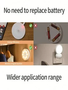 نموذج جديد من مصباح الليل الذكي بحساس، 8 مصابيح LED بلون واحد مغناطيسي 150mAh، حساس الأشعة تحت الحمراء اللاسلكي، قابل للفصل وشبه مدمج، مناسب للقباب وإضاءة القراءة، لا حاجة للبحث في الظلام - متعدد الألوان - مقاس واحد يناسب الجميع - مشاهدة 6