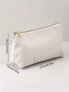 A Large-Capacity, Multi-Functional Pencil Case Made Of Plush Fabric With A Diamond Pattern And Solid Color Design. Suitable For Students And Offices, A Popular Stationery Accessory For The Back-To-School Season. - apricot - View 2