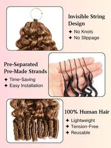 Boho Braids Miracle Knots Crochet Human Hair 100% Remy Burmese Curl Feather Line Crochet Hair Braids Salon Silky Seamless Invisible Solid Color 30# Feather Crochet Human Hair Braiding For Women Micro Pre Looped Burmese Curly Extensions - S30# - View 3