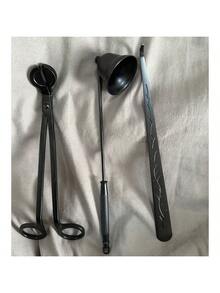 3件組黑色/玫瑰金不鏽鋼蠟燭工具套組，含蠟燭罩工具組、蠟燭燈芯修剪器、蠟燭燈芯浸蘸器、蠟燭燈芯熄滅器，適合蠟燭愛好者的蠟燭配件套組 - 黑色 - 查看 6