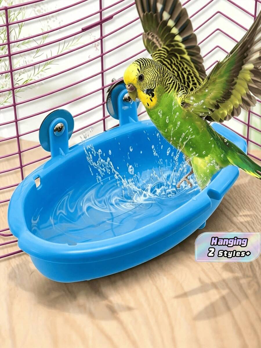 1 Stück Vogelbad für Papageienkäfig - Hängende Badewanne Vogelbad, Papageien-Badebox, Vogelkäfig-Zubehör Badebedarf, tragbare Papageien-Bade- und Fütterungsschale - A - Übersicht 1