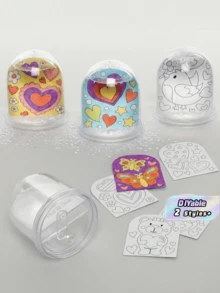 6-Piece/2 Pieces DIY Plastic Snowball Photo Frame Set - Transparent Dome, Heart-Shaped Cutout, Stable Base, Suitable For Year-Round Crafting - Christmas/Valentine's Day/Easter/Party Gifts, Create Beautiful Keepsakes - multicolor - View 1