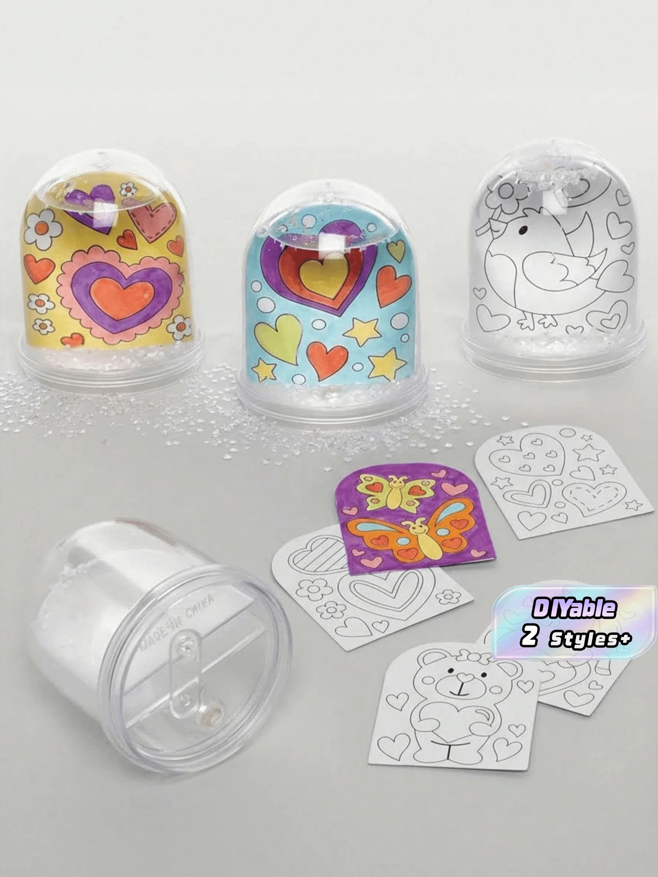 6-Piece/2 Pieces DIY Plastic Snowball Photo Frame Set - Transparent Dome, Heart-Shaped Cutout, Stable Base, Suitable For Year-Round Crafting - Christmas/Valentine's Day/Easter/Party Gifts, Create Beautiful Keepsakes - multicolor - View 1