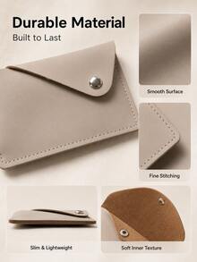 Haus Hana 1Pc Minimalist Envelope Card Holder, Snap Button Faux Leather Business Card Case, Slim Portable Credit Card Wallet, Lightweight Name Card Organizer For Office, Travel, Daily Use & Gift - multicolor - View 9